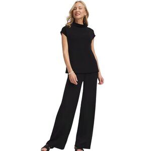 Chico's Travelers Wide Leg Trousers Size 12/14 L Short in Black